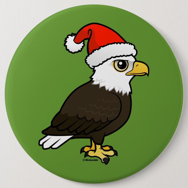 Bald Eagle Santa Pinback Button (Front)