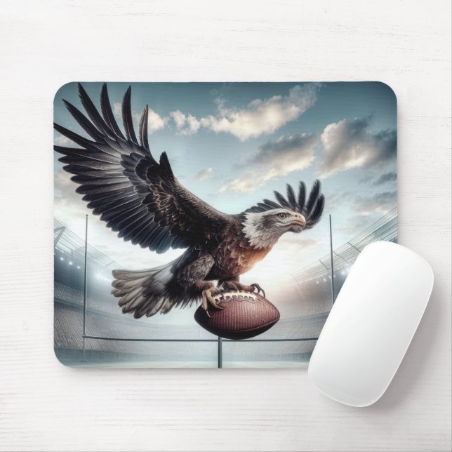 Bald Eagle Scoring a Touchdown Mouse Pad (With Mouse)