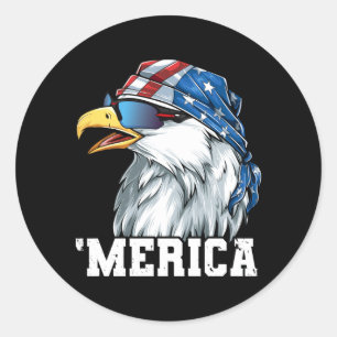 Bald Eagle Shirt Men Women Usa Flag Patriotic 4th Classic Round Sticker