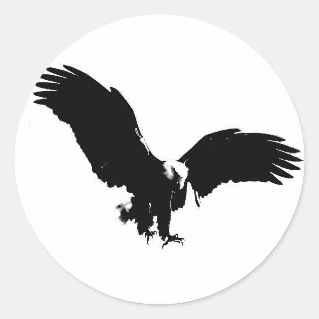 Bald Eagle Silhouette Classic Round Sticker (Front)