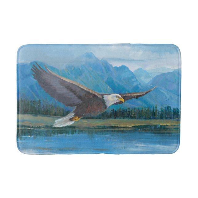 Bald Eagle Soaring Bathroom Mat (Front)