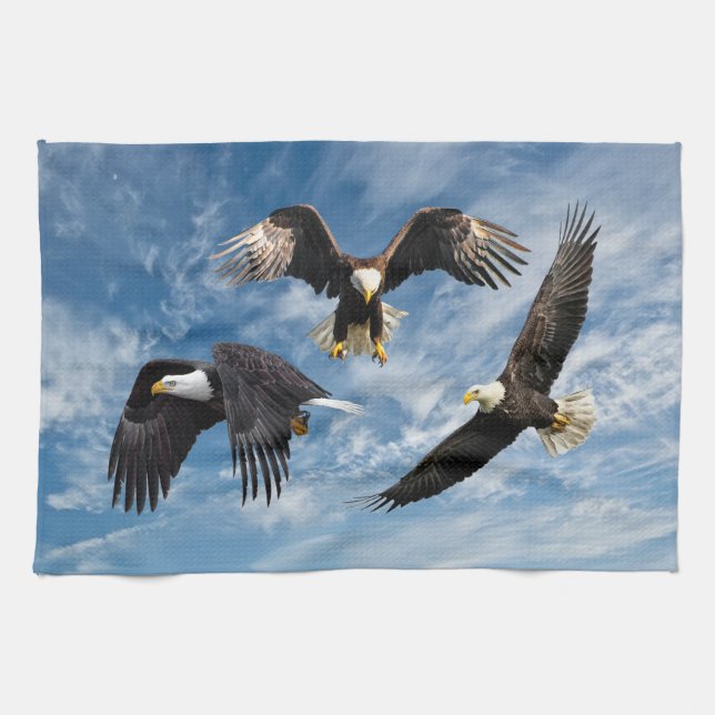 Bald Eagle Soaring Kitchen Towel (Horizontal)