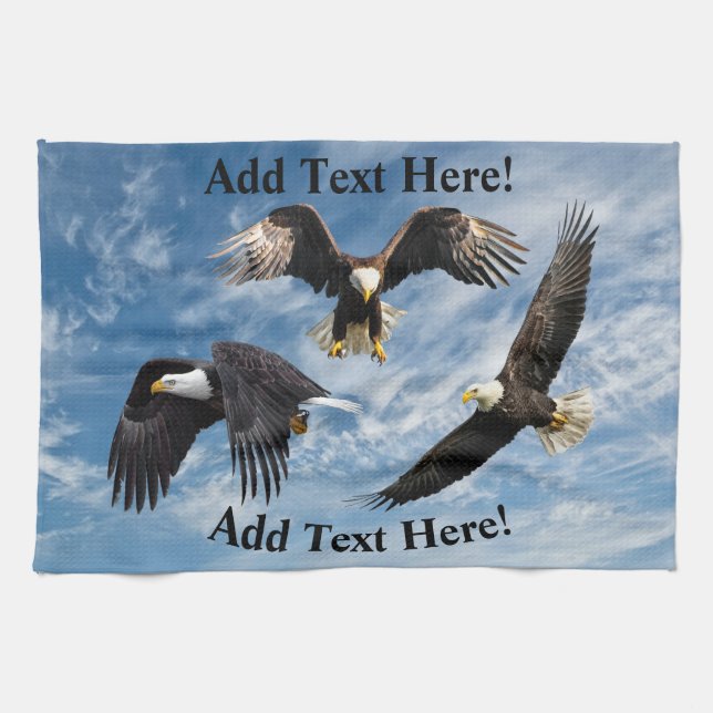 Bald Eagle Soaring Kitchen Towel (Horizontal)