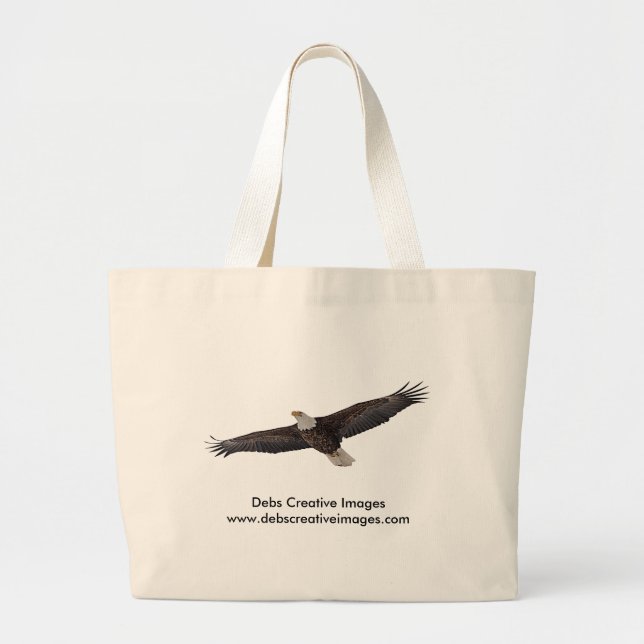 Bald Eagle Soaring Large Tote Bag (Front)
