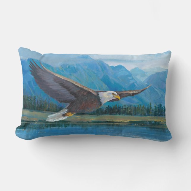 Bald Eagle Soaring Lumbar Pillow (Front)
