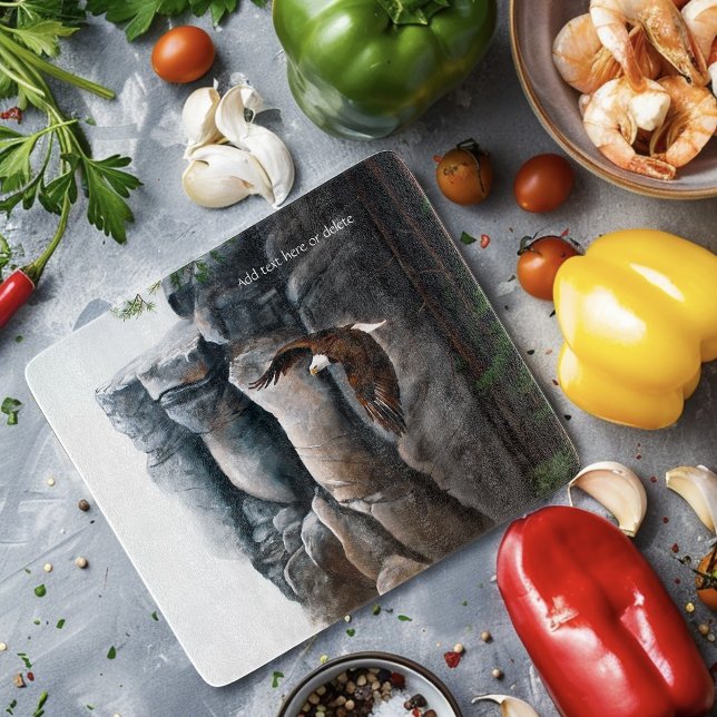 Bald Eagle Soaring Mountain Cliff Wildlife Cutting Board (Creator Uploaded)
