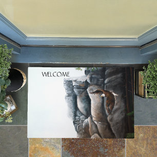 Bald Eagle Soaring Mountain Cliff Wildlife Doormat