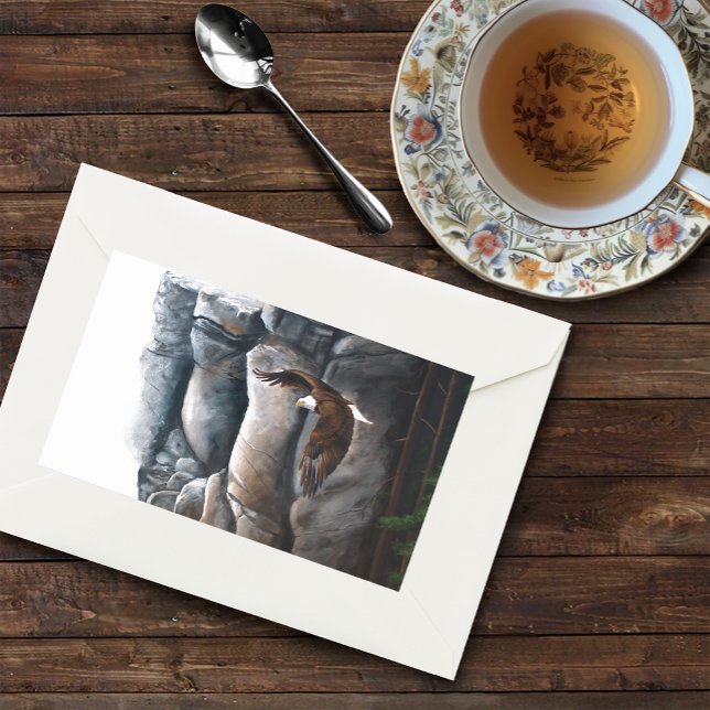 Bald Eagle Soaring Mountain Cliff Wildlife Rectangular Sticker (Creator Uploaded)