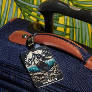 Bald Eagle Soaring Over Mountains Luggage Tag