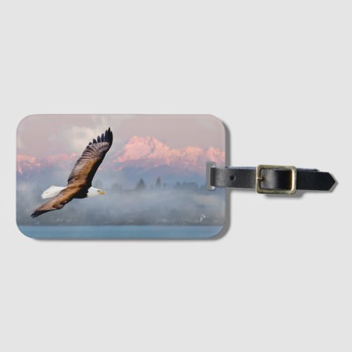 Bald Eagle Soaring over Olympic Mountains Wildlife Luggage Tag