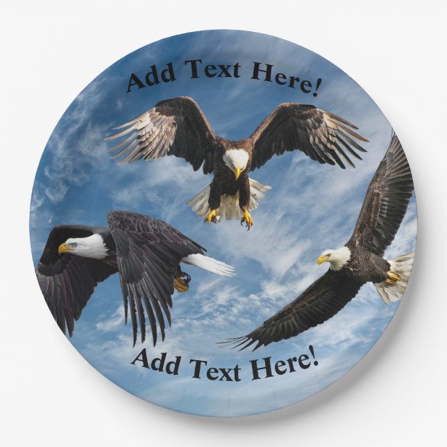 Bald Eagle Soaring Paper Plates (Front)
