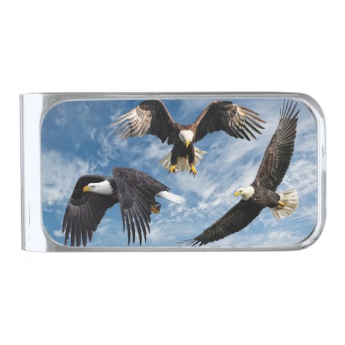 Bald Eagle Soaring Silver Finish Money Clip