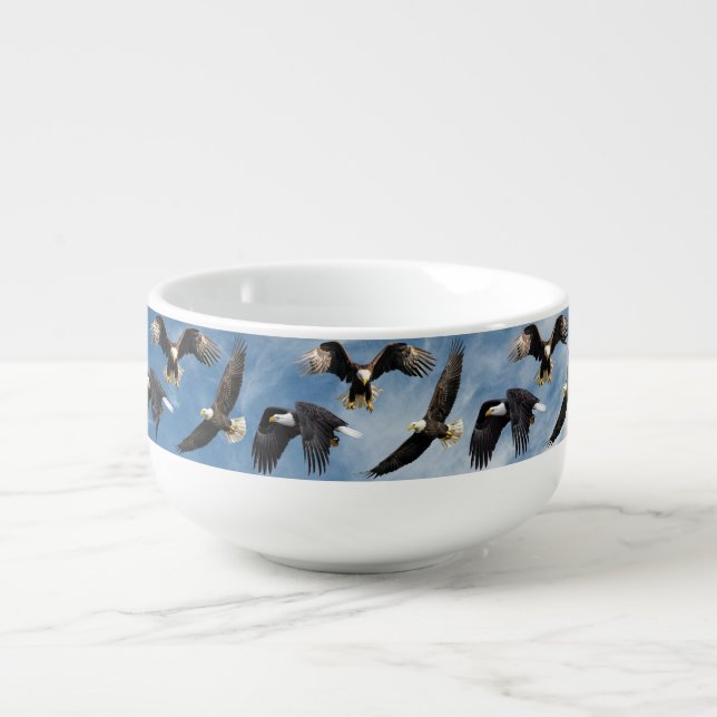 Bald Eagle Soaring Soup Mug (Front)