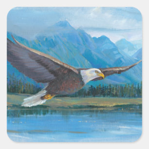 Bald Eagle Soaring Square Sticker