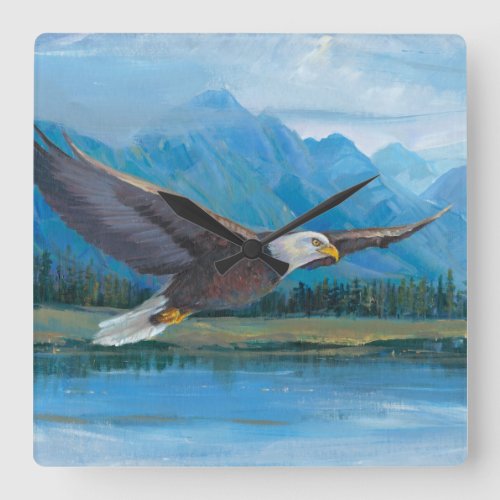 Bald Eagle Soaring Square Wall Clock