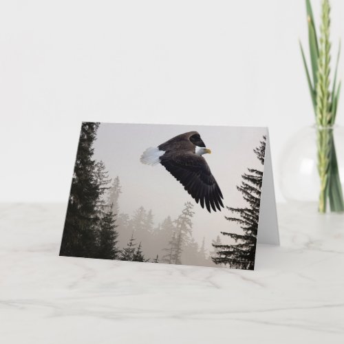 Bald Eagle Soaring Through Mist Card