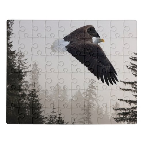 Bald Eagle Soaring Through Mist Jigsaw Puzzle