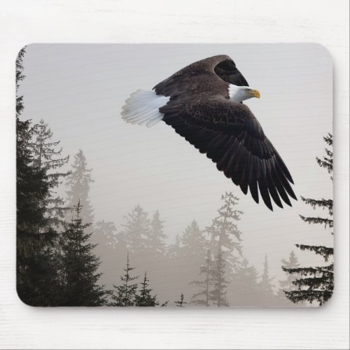 Bald Eagle Soaring Through Mist Mouse Pad