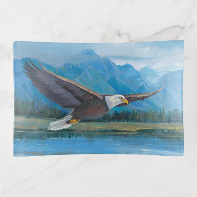 Bald Eagle Soaring Trinket Tray (Front)