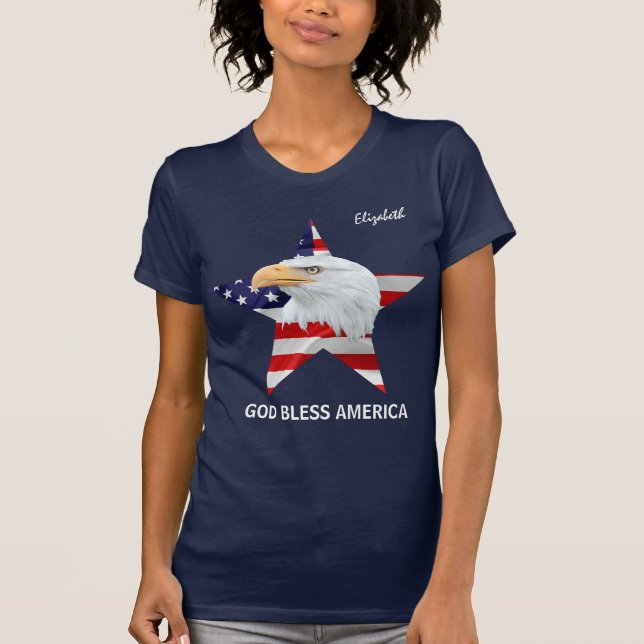Bald Eagle, Star, Flag customizable awesome T-Shirt (Front)