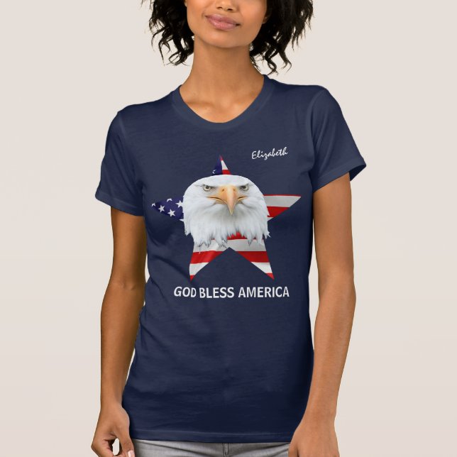 Bald Eagle, Star, Flag customizable stylish T-Shirt (Front)
