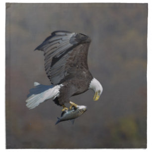 Bald Eagle staring at a fish Cloth Napkin