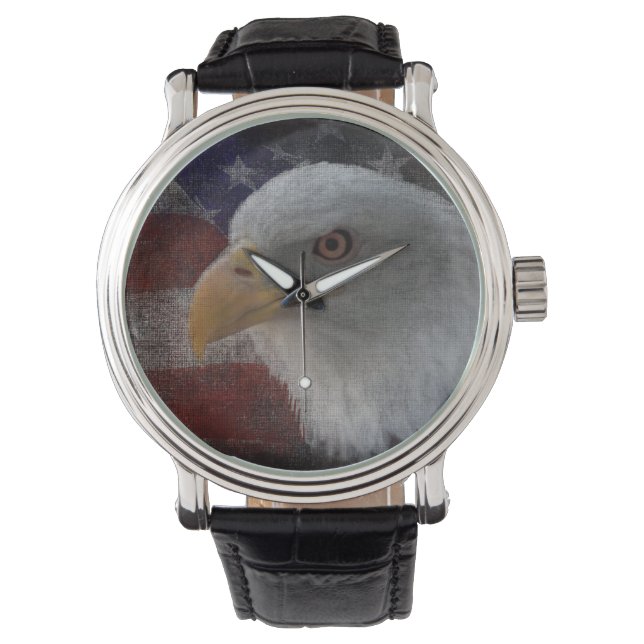 Bald Eagle Stars & Stripes Patriotic Watch (Front)