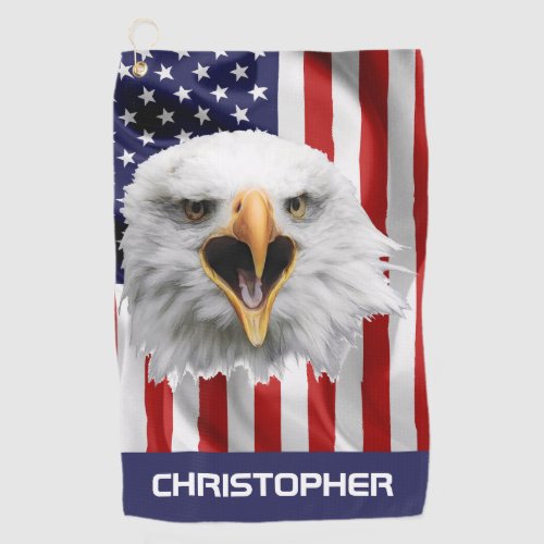 Bald Eagle The American Flag Patriotic Golf Towel