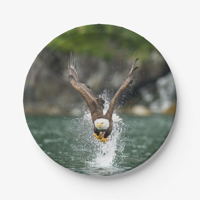 Bald Eagle The Big Catch Paper Plates (Front)