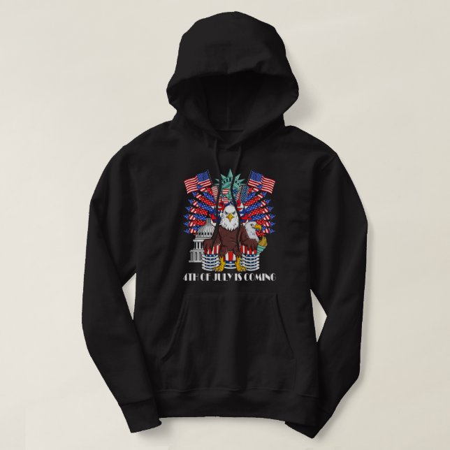 Bald Eagle Throne Of July USA Patriotic Boys Kids  Hoodie (Design Front)