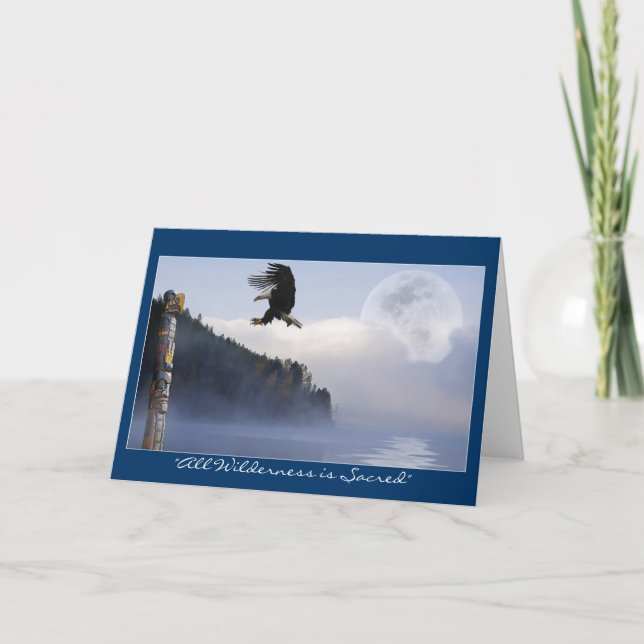 Bald Eagle, Totem Pole & Super Moon Greeting Cards (Front)