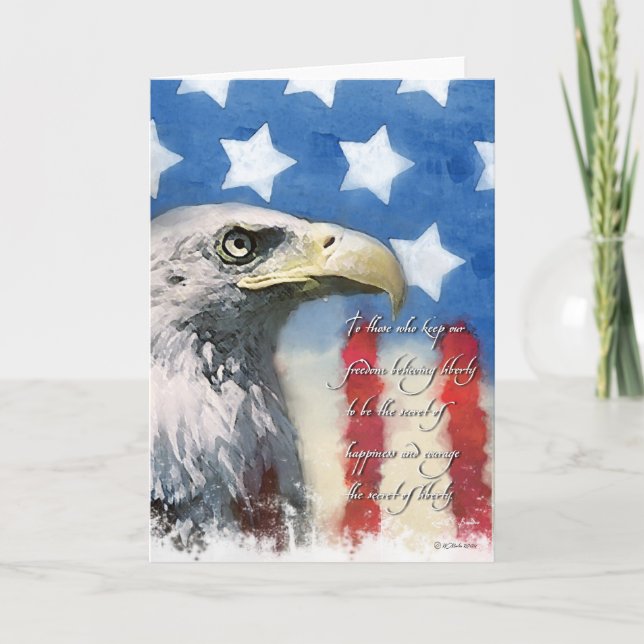 Bald Eagle U.S. Flag and Patriotic Thank You Card (Front)