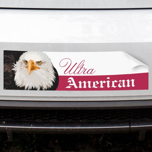 Bald Eagle Ultra American or Custom Text Red White Bumper Sticker (Creator Uploaded)