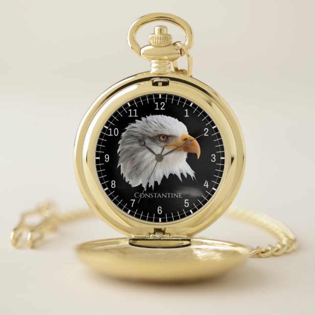 Bald Eagle unique customizable Pocket Watch (Inside)
