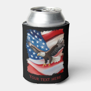 Bald Eagle & US Flag 4th Of July Can Cooler