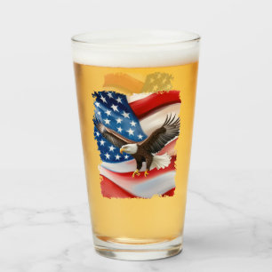 Bald Eagle & US Flag 4th Of July Glass