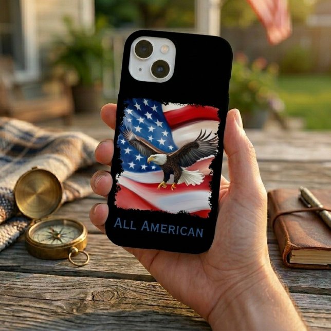 Bald Eagle & US Flag 4th Of July iPhone 15 Case (Creator Uploaded)