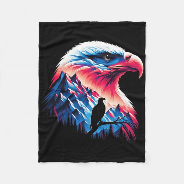 Bald Eagle Us Flag 4th Of July Patriotic Conceptua Fleece Blanket (Front)