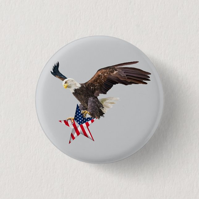Bald eagle US flag Button (Front)