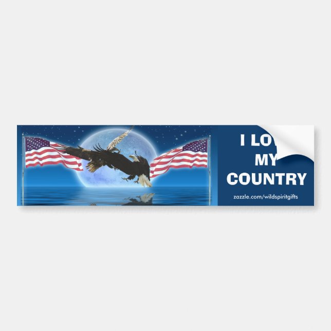 BALD EAGLE & US FLAG Patriot Collectible Series Bumper Sticker (Front)