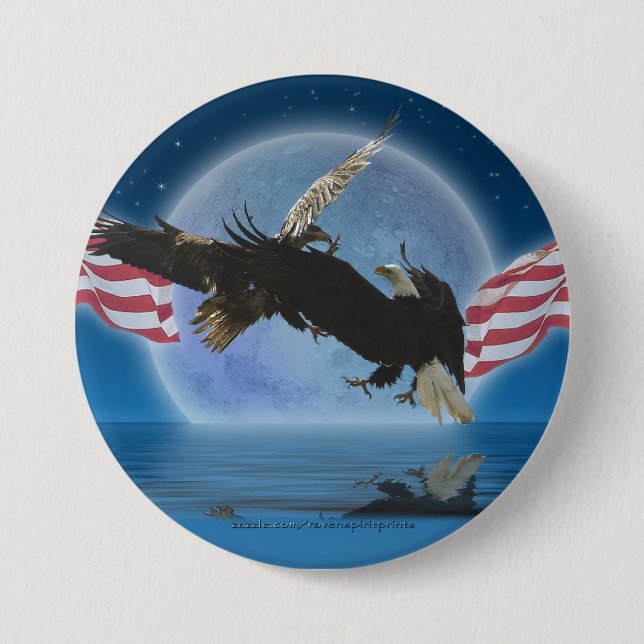 BALD EAGLE & US FLAG Patriot Series Button (Front)