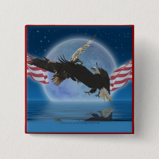 BALD EAGLE & US FLAG Patriot Series Button (Front)