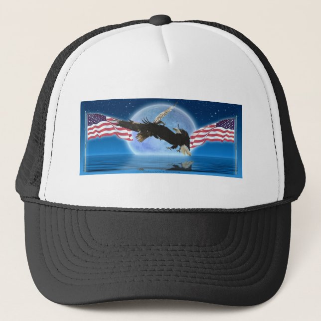 BALD EAGLE & US FLAG Patriot Series Trucker Hat (Front)
