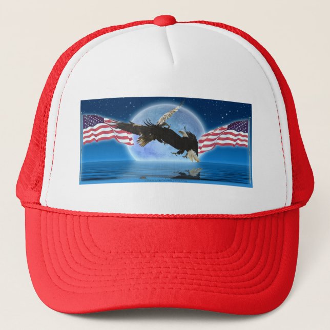 BALD EAGLE & US FLAG Patriot Series Trucker Hat (Front)