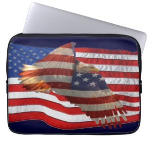 Bald Eagle & US Flag Patriotic Laptop Sleeve