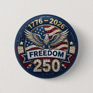 Bald Eagle USA 250 Patriotic Flag Rhinestone Button
