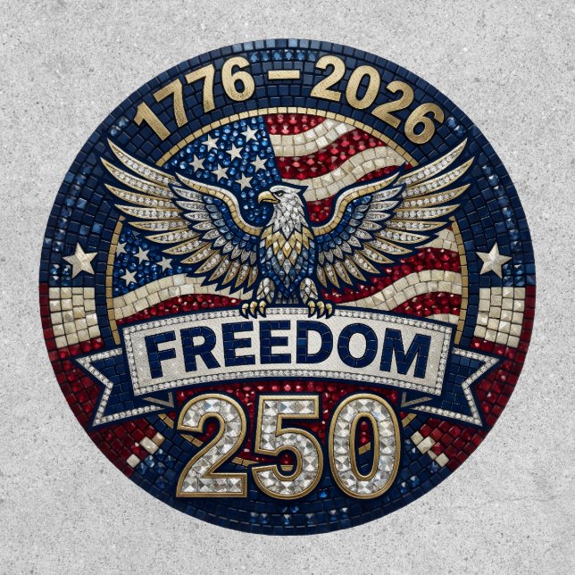 Bald Eagle USA 250 Patriotic Flag Rhinestone Patch (Front)