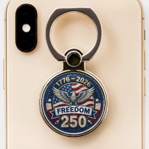Bald Eagle USA 250 Patriotic Flag Rhinestone Phone Ring Stand