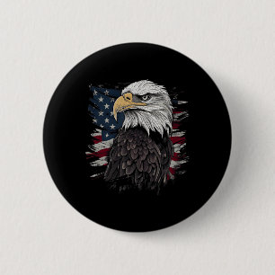 Bald Eagle USA American Flag Patriotic Graphic Men Button