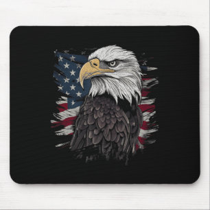 Bald Eagle USA American Flag Patriotic Graphic Men Mouse Pad
